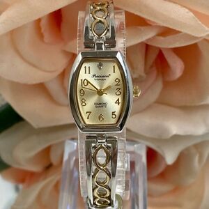 Gruen Precision Diamond Accented Dial Tonneau Case Watch with Stretch Band